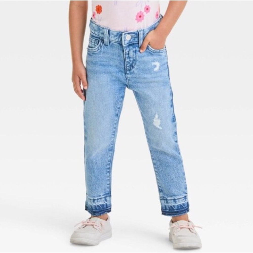 Cat & Jack Toddler Girls Straight Released Hem Blue Jeans 3T Boys Little Kids